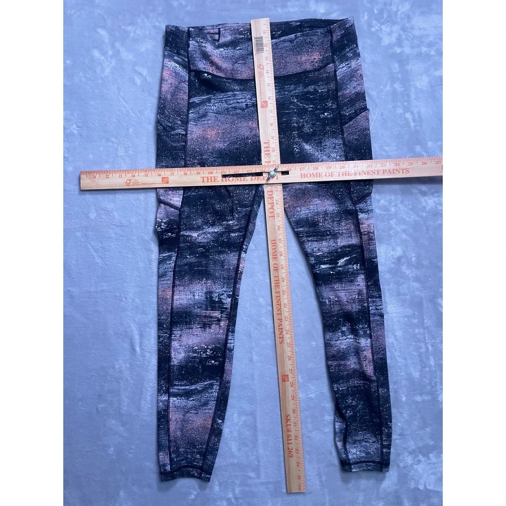 Lululemon Speed Up Tights Abstract Print Pink Black Running Leggings Womens 10